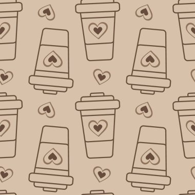 Tek kullanımlık, yumuşak kahverengi kahve günü modasına uygun, üzerinde kupa olan tek kullanımlık bardaklar. İzole Vektör illüstrasyonu Tematik veya tebrik kartları, broşür, etiket, gönderme veya web tanıtım afişi