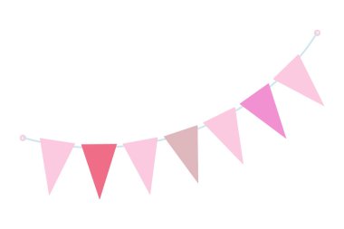 Üçgen Pennant çelengi son moda soluk gözlükleriyle ipte. Parti dekoratif tasarım unsuru konsepti. İzole Vektör illüstrasyon Tebrik kartları, gönderme, blog veya web tanıtımı, afişler, fiyat etiketleri, etiketler
