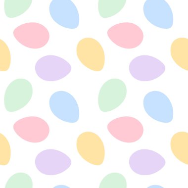 Paskalya yumurtaları kusursuz, modaya uygun yumuşak pembe, sarı, mavi ve yeşil. Paskalya arkaplanı. İzole edilmiş Vektör illüstrasyon Duvar Kağıdı, ambalaj veya web tanıtım arkaplanı, tebrik kartları, etiket, afiş