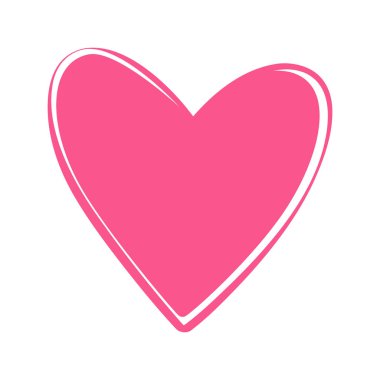 Elle çizilmiş kalp şekli, modaya uygun yumuşak pembe. Sevgililer Günü tebrik kartı tasarım konsepti. İzole Vektör illüstrasyon Tematik kartlar, broşürler, davet, fiyat, etiket veya web tanıtım afişi