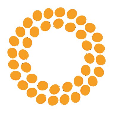 Renkli kayısılar, renkli parlak gölgelerle çevrili dairesel çerçeveler. Yazın uzay şablonunu kopyalama fikri. İzole edilmiş Vektör illüstrasyonu Sağlıklı Yemek Kartları, broşürler, posterler veya web tanıtım afişleri, etiketler