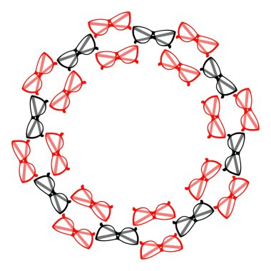 Gözlüklü, kırmızı ve siyah çerçeveli, yuvarlak çerçeveli, gözlüklü, fotokopi günü uzay şablonu. İzole Vektör illüstrasyon Tematik kartları veya web tanıtım pankartları, broşürler, yazıcı materyalleri veya etiketler