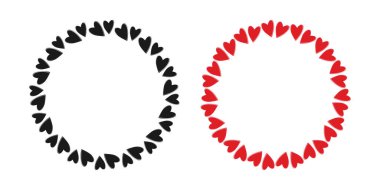 Elle çizilmiş Siyah ve Kırmızı Çerçeve Kara Gün ve Aziz Valentine Şablon Kopyalama ile sınırdır. İzole Vektör illüstrasyon Tematik kartları, selamlar, fiyat, etiket veya web tanıtım afişi, broşürler