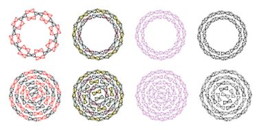 Gözlük tek renkli ve çok renkli dairesel çerçeve kenarlıkları ve Besbelli Gün Seti 8. İzole Vektör illüstrasyon Tematik kartları veya web tanıtım pankartları, broşürler, yazıcı materyalleri veya etiketler