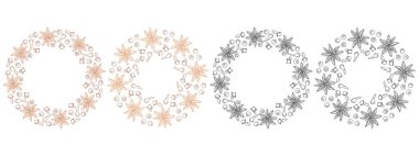Kuru Allspice Star anasonlu karanfil dairesel çerçeve kenarı sıcak şarap baharatları Copyspace şablon fikri 4. İzole Vektör illüstrasyon Tematik kartları, poster veya web tanıtım afişi, broşür, fiyat etiketi, etiket