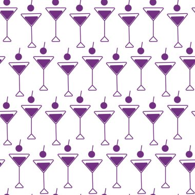 Coattail Martini gözlükleri Kusursuz Moda Moda Mor Barmen Günü Geçmişi konsepti. İzole Vektör illüstrasyon Duvar Kağıdı Tematik Kartlar, gönderme, etiket veya web tanıtım afişleri