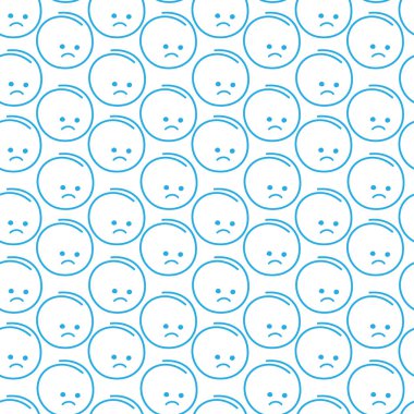 Freehand Sad gülen surat Minimalist Kusursuz Desenli Tek Renkli Mavi Pazartesi Günü Arka plan fikri. İzole edilmiş. Vektör illüstrasyonu Tematik Kartlar Posteri, fiyat etiketi, etiket veya web tanıtım afişi