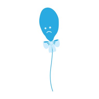 İpte sönmüş balon. Monokrom Mavi Pazartesi Tebrik Planı 'nda fiyonk bağlandı. İzole Vektör Tematik Kartlar, poster, afiş, broşür veya web tanıtım afişi, broşür, baskı, etiket 