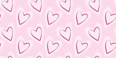 Freehand Hearts Shape Pembe ve Red Stroke Kusursuz Şekilsiz Sevgililer Günü Şenlik Arkaplanı fikri. Ayrı Vektör Tasarımı Tematik Hediye kartları, poster, etiket, fiyat etiketi veya web tanıtım broşürleri