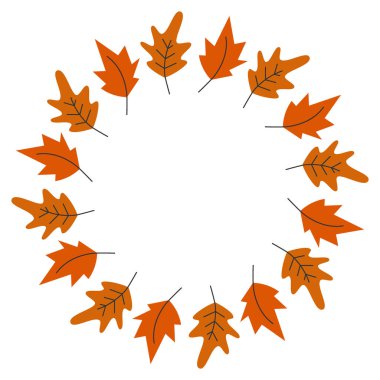 Freehand Maple ve Oak, Çerçeveli Çerçeve sınırını terk ediyor Sonbahar Tatili Tebrik Uzayı Şablonu. Münferit Vektör illüstrasyonu Şükran Günü Kartları, poster, fiyat, etiket veya web tanıtım afişi, broşürler