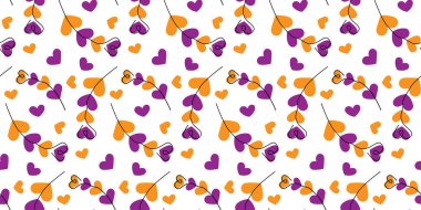 Soyut Kalp şekilli dallar dekoratif Kalpler Festivali renklendirmesi kusursuz desenli fon. İzole Vektör illüstrasyonu Selamlama veya davetiye kartları, poster, tanıtım afişi, broşür veya etiket