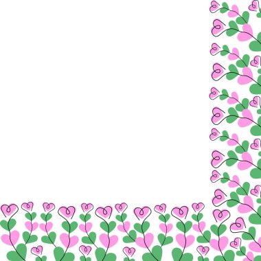 Hearts Shape Branches Corner Frame Frame Hearts, moda pembe ve yeşil fotokopi uzay şablonu fikrini buldu. İzole Vektör Tasarımı Tematik Kartlar, poster veya web tanıtım afişi, broşürler, fiyat, etiketler, davet