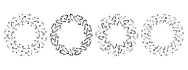 Şeker Çubuğu Yılanı Dekoratif Yıldızları Noel topları Tatil Çelengi Kopya Uzay Şablonu fikri. İzole Vektör illüstrasyonu Yeni Yıl tebrik kartları, poster, etiket veya web tanıtım afişi, broşürler 