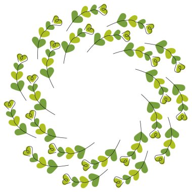 Kupa şekilli tek çizgi tek renk yeşil dallar çember çerçeve sınır fotokopi uzay şablonu fikrini bırakır. İzole Vektör illüstrasyonu St Patrick Tematik Kartı Davet ya da Web tanıtım afişi, broşür