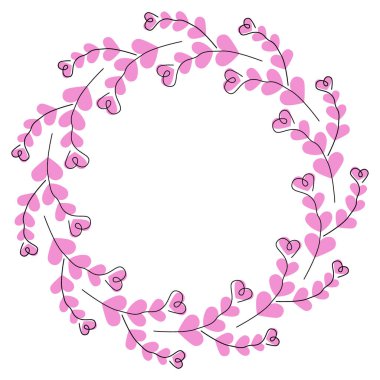 Kalp şekli üzerinde doğrusal kalp şekilli ince dallar Tek Krom Çember Çerçeve Moda Pembe Kopya Uzay Şablonu. Ayrı Vektör illüstrasyonları Aziz Sevgililer Günü tebrik kartları, davetiyeler veya web tanıtım afişleri, broşürler