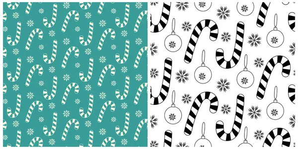 Çizgili Şeker Çubuğu ve Noel süslemeleri Kusursuz Şablon Tatil Arkaplanı. Ayrı Vektör Tasarımı Tematik Kartlar veya tanıtım afişleri, broşürler, fiyat etiketleri, etiketler, web siteleri 