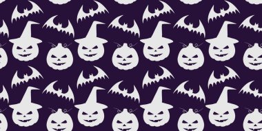 Freehand Siluetleri Cadılar Bayramı Balkabakları ve Yarasa Tertemiz Beyaz Koyu Menkul Kıymetler. Vektör illüstrasyonu Cadılar Bayramı Parti Festivali Tematik Kartlar, posterler, broşürler, afişler 