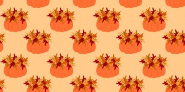 Sonbahar yaprakları ve Balkabağı El kompozisyonu Kusursuz Sonbahar Tatili Şenlik Arkaplanı. İzole Vektör illüstrasyon Temaları Kartları Arkaplan, Davet, pankart, broşür, etiket, fiyat