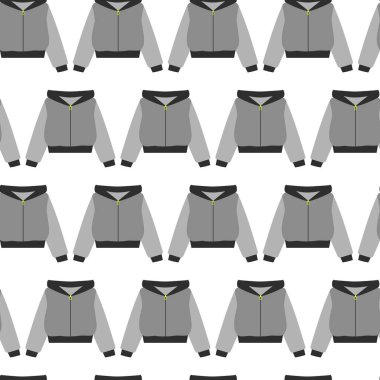 Gri ölçekli Tematik Kartlar Arkaplanında fermuarsız desenli fermuarlı kapüşonlu çizilmiş. İzole edilmiş Vektör illüstrasyon Ürün Ambalaj etiketleri Arkaplan, broşür, afiş, fiyat etiketleri, posterler