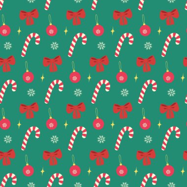 Noel Şenliği Dekorasyonları Şeker Çubuğu Yay Balosu ve Kar Tanesi Kusursuz Tatil Fonu. Ayrı Vektör illüstrasyonu Noel Tematik Kartı Partisi Davet ya da afiş, broşür, etiye