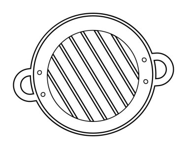 Alt ve Küçük Saplı Izgara ile El Çizimi Izgara Üst Görünümü Şeffaf Arkaplan. İzole Vektör illüstrasyon Simgesi Menüsü veya tarif kartları Tasarım, yemek blogları, fiyat, etiketler