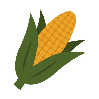 Yeşil yapraklı el yapımı mısır kafası Sticker Icon Pictogram Kwanzaa Tatil Minimalist Düz Tasarım. Vektör illüstrasyonu