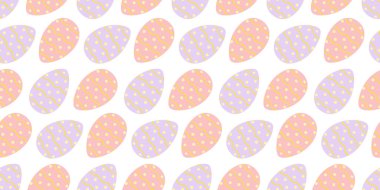 Puantiyeli Paskalya Yumurtaları ve dalgalı çizgiler Paskalya Tatili Örnekleri Kusursuz Doku Fikri. Ayrı Vektör illüstrasyonu Paskalya Festivali Fon Baskısı, tekstil, duvar kağıdı, selamlar