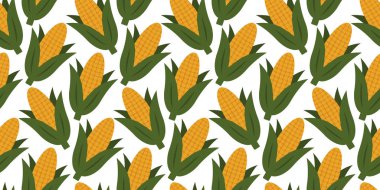 Yeşil yapraklı el yapımı mısır koçanı. Kusursuz hasat biçimi ya da Kwanzaa Tatil Arkaplanı. İzole Vektör illüstrasyon Temaları Tema Kartları Davet ya da tanıtım afişi, broşürler, etiketler, fiyat