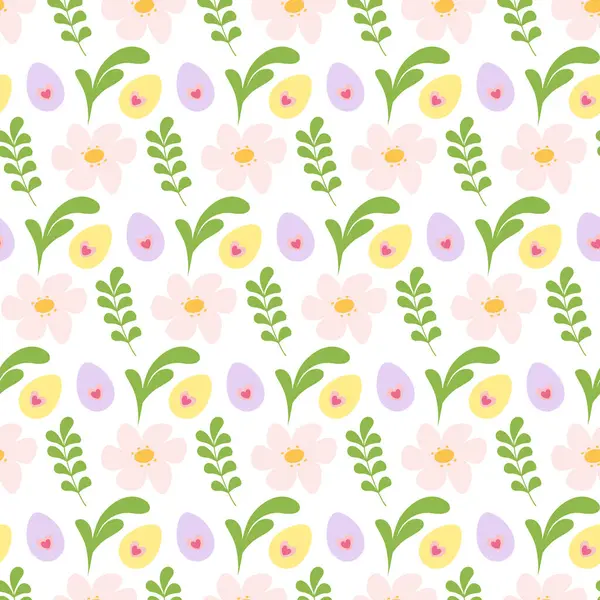 Kalpli renkli Paskalya Yumurtaları ve Dal desenli Çiçekler Dekoratif Düşkün. İzole Vektör illüstrasyonu Paskalya Tatili Tematik Kartlar Arkaplan Afişi, Broşür, Etiket