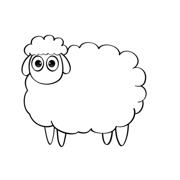 Outline of sheep. Simplified. Cute hand-drawn farm animal in cartoon style.  Perfect for coloring book and kids