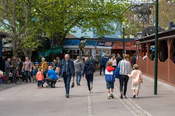 Copenhagen Denmark May 2022 People Bakken Oldest Amusement Park World — Stock Photo, Image