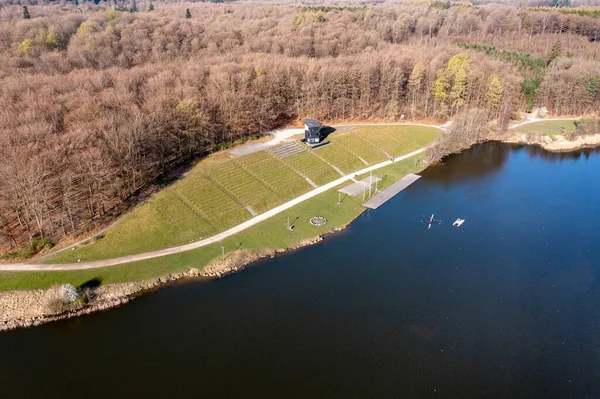 Bagsvaerd Dänemark April 2022 Drohnenaufnahme Des Bagsvaerd Lake Rowing Stadium — Stockfoto