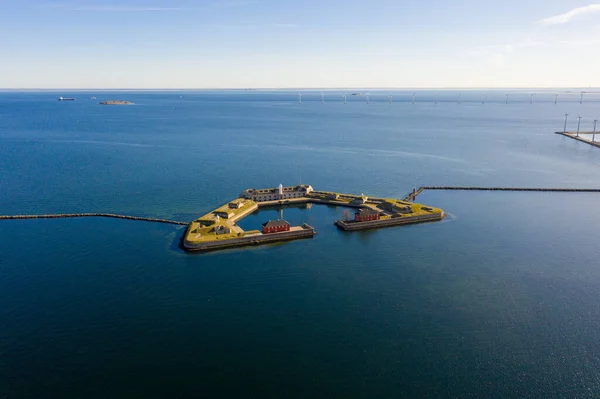 Koppenhága Dánia Március 2021 Aerial Drone View Historic Trekroner Fort — Stock Fotó