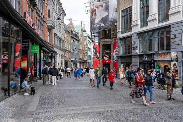 stock image Copenhagen, Denmark - May 31, 2023: People on main pedestrian and shopping street called Stroget in historic city centre