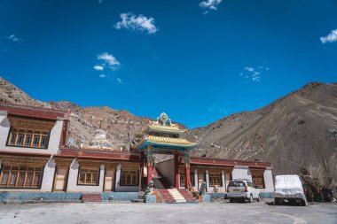 Tingmosgang, Hindistan - 09 Nisan 2023: Ladakh bölgesindeki Çerkamo Manastırı.