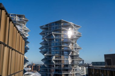 Copenhagen, Denmark - January 18, 2024: Exterior of the Cactus Towers, two apartment towers clipart