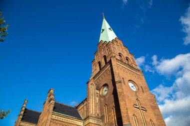 Kopenhag, Danimarka - 4 Ekim 2016: St. Johns Kilisesi, Norrebro Bölgesi Sankt Johannes Kirken