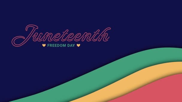 Animated Background Juneteenth Freedom Day Handdrawn Animation Heart Text Silhouette — Stock Video