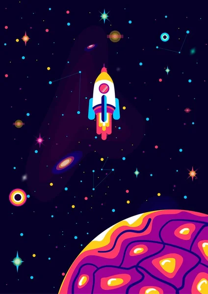 Flyng Rakete Auf Der Galaxie Raum Illustration — Stockfoto