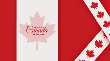 Kanada bayrak arkaplanının animasyonu ve mutlu Kanada metin animasyonu. Kanada günü için iyi, taşra etkinliği. Yüksek kalite 4k görüntü