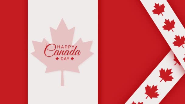 Animated Canada Flag Background Happy Canada Day Text Animation Good — Stock Video