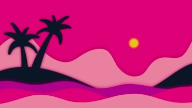 El yapımı gün batımı ya da kağıt sanatı tarzında gün doğumu. Yüksek kalite 4k 