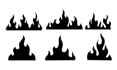 Black fire flames in tribal style for tattoo and vehicle decoration design vector set illustration clipart