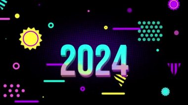 2024 metin efektinin animasyonu. 2024 yazı efekti tipografisi. Yüksek kalite 4k görüntü