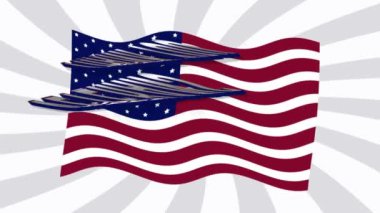 ABD bayrak geçmişi üzerine Gaziler Günü metninin animasyonu. Yüksek kalite 4k görüntü