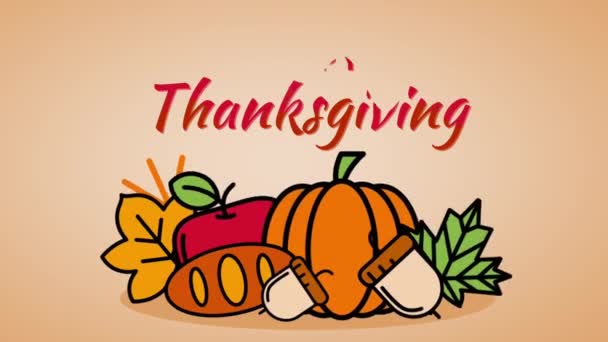 Animación Del Feliz Día Acción Gracias Texto Con Letras Con — Vídeos de Stock