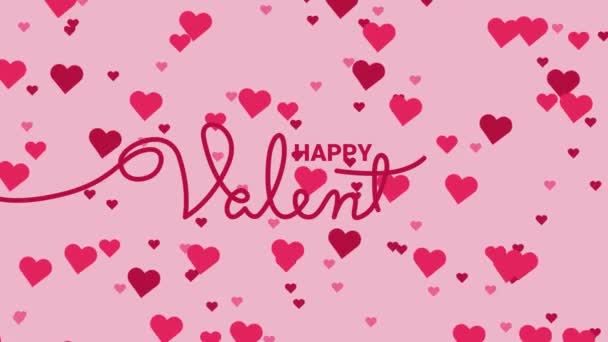 Animatie Van Gelukkige Valentijnsdag Belettering Tekst Met Liefde Achtergrond Hoge — Stockvideo
