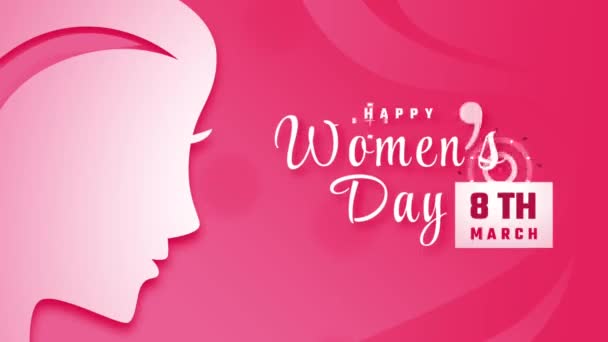 Animasi Hari Wanita Bahagia Menulis Teks Dengan Latar Belakang Siluet — Stok Video