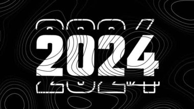 2024 yılının animasyonu. Mutlu yıllar. Yüksek kalite 4k görüntü