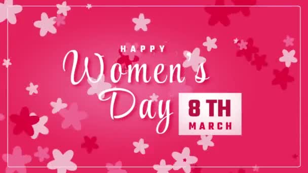 Animação Dia Mulheres Felizes Março Mulheres Felizes Texto Dia Com — Vídeo de Stock
